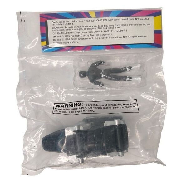 McDonalds Mighty Morphin Power Rangers 3 Pc Lot White, Pink, Black Ranger 1994 - Picture 5 of 9